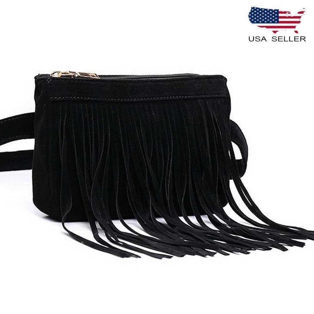 Women Vintage Classic Tassel Waist Fanny Packs Bags Trendy Pouch Purse W…